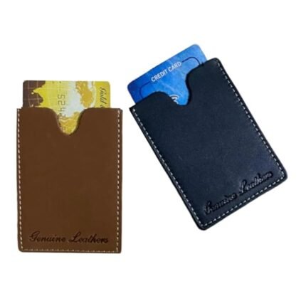 VINGO TIMELESS & YOU-NIQUE Genuine Leather Slim Card Holder Wallet | Minimalist Design | Brown – Set of 2 | Durable & Compact